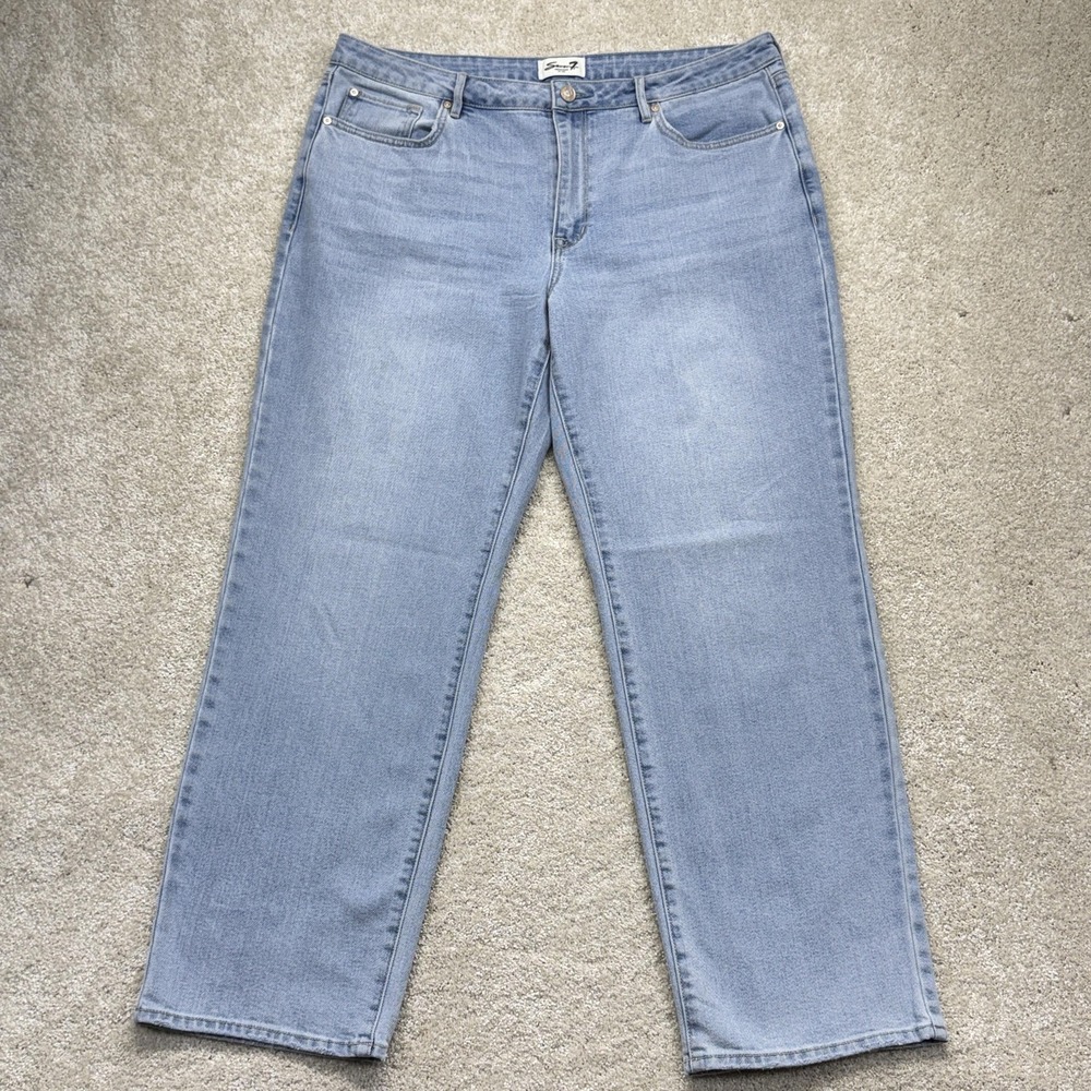 Seven7 Loose Straight Jeans Womens 14 Blue Light Wash‎ High Rise Relaxed Denim